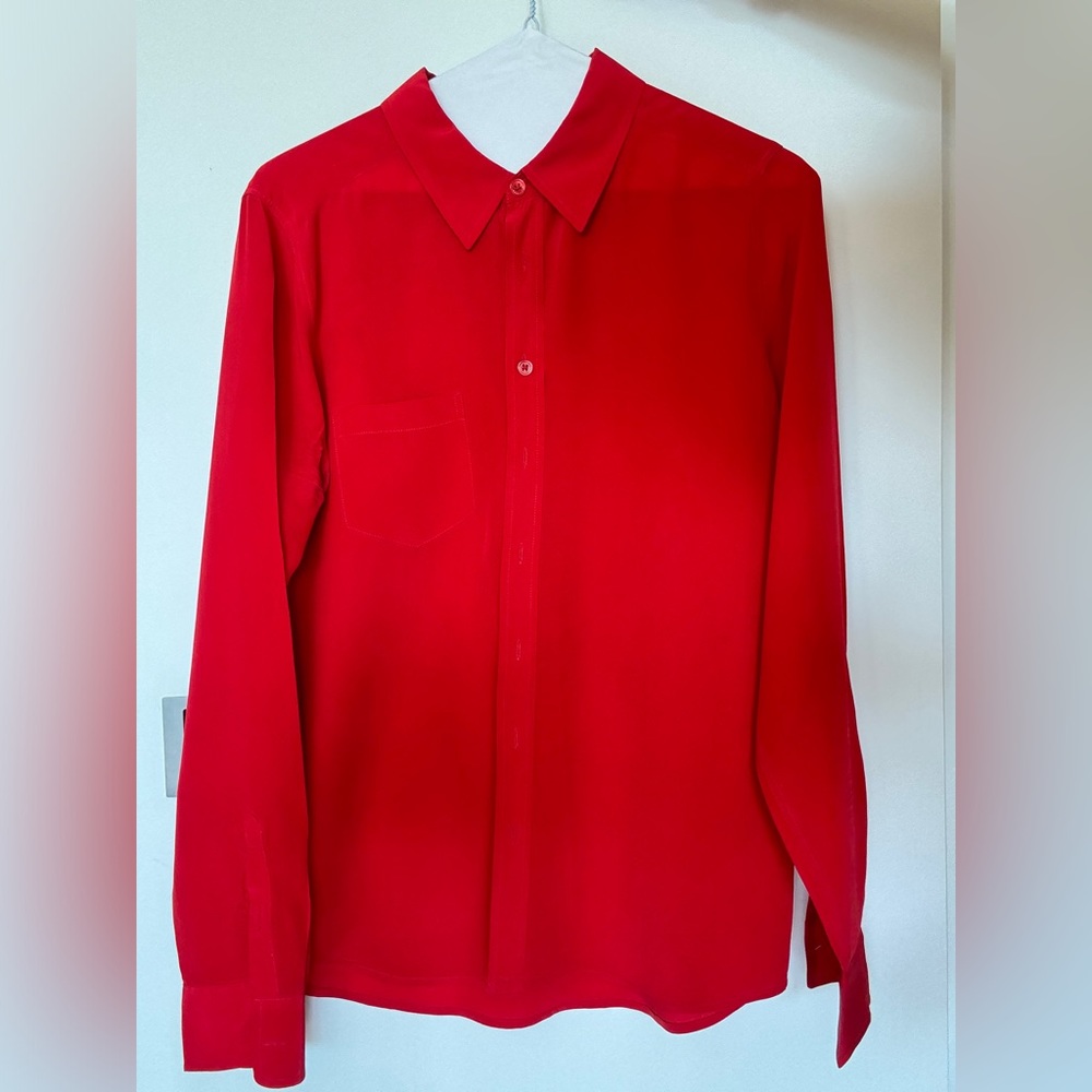 Equipment 100% silk shirt blouse red, Medium